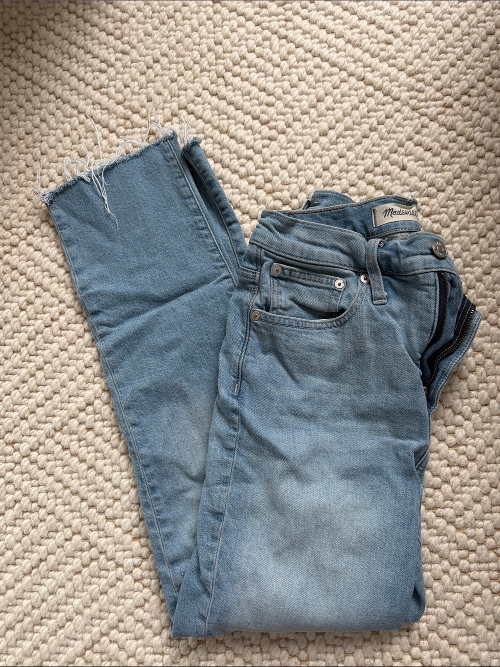 Madewell Frayed Hem Light Blue Jeans